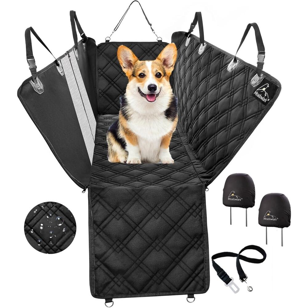 Meadowlark Dog Car Seat Cover with Mesh Window, Heavy-Duty Pet Seat Cover for Ba
